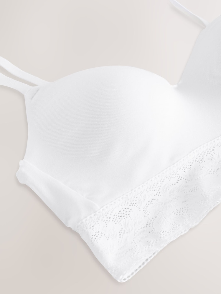 Blanc - Ultimate Comfort Light Pad Non Wire Lace Trim Soutiens-gorge A-D - Image 10 of 11