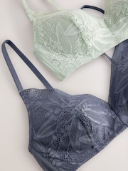 Blue/Green Pad Non Wire Lace Detail Ultimate Comfort Bras 2 Pack - Image 11 of 12