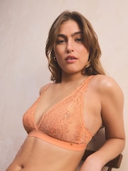 Orange Bralette Floral Lace And Microfibre Bra - Image 2 of 5