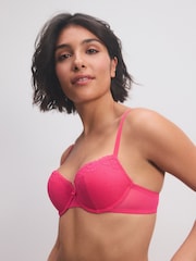 Bright Pink Push Up Padded Balcony Bra A-DD - Image 2 of 5
