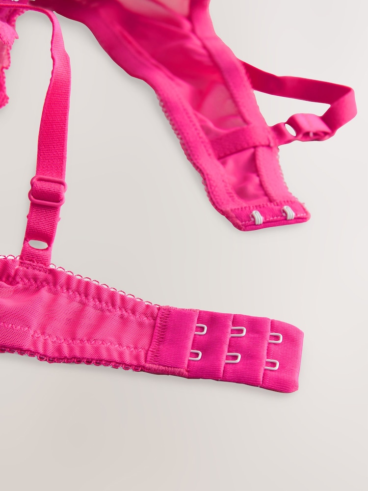 Bright Pink Push Up Padded Balcony Bra A-DD - Image 7 of 7 Bright Pink Push Up Padded Balcony Bra A-DD - Image 7 of 7