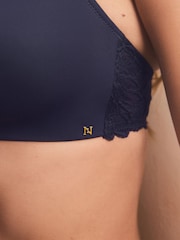 Navy Non Pad Non Wire Floral Lace And Microfibre Bra - Image 5 of 5