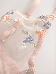 Multi Non Pad Plunge Premium Floral Print Embroidery Bra - Image 8 of 8