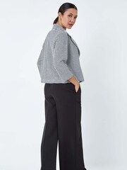 Roman Black Stripe Print Textured Cotton Blend Jacket - Image 3 of 5