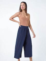 Roman Blue Wide Leg 100% Cotton Culottes - Image 2 of 5