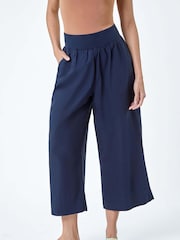 Roman Blue Wide Leg 100% Cotton Culottes - Image 4 of 5