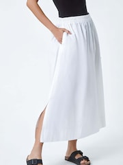 Roman White 100% Cotton Poplin Pocket Skirt - Image 4 of 5