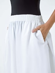Roman White 100% Cotton Poplin Pocket Skirt - Image 5 of 5