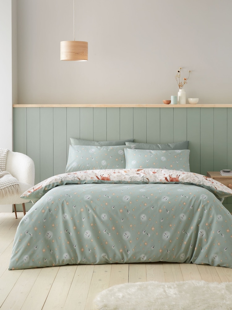 Catherine Lansfield Natural Enchanted Twilight Animals Duvet Cover and Pillowcase Set - Image 2 of 5