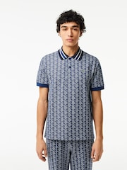 Lacoste Blue Monogram Polo Shirt - Image 1 of 6