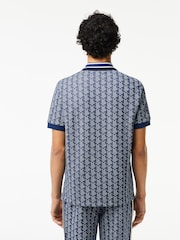 Lacoste Blue Monogram Polo Shirt - Image 2 of 6