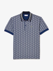 Lacoste Blue Monogram Polo Shirt - Image 5 of 6