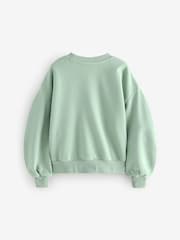 smALLSAINTS Sage Green Girls Oversized Cygni Ruched Sleeve Sweatshirt. - Image 6 of 8