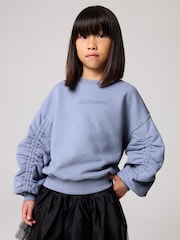 smALLSAINTS Mid Blue Girls Oversized Cygni Ruched Sleeve Sweatshirt. - Image 2 of 7