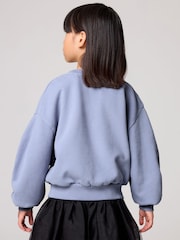 smALLSAINTS Mid Blue Girls Oversized Cygni Ruched Sleeve Sweatshirt. - Image 3 of 7