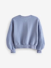 smALLSAINTS Mid Blue Girls Oversized Cygni Ruched Sleeve Sweatshirt. - Image 5 of 7