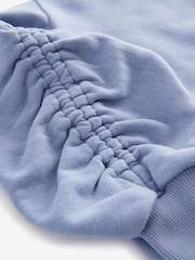 smALLSAINTS Mid Blue Girls Oversized Cygni Ruched Sleeve Sweatshirt. - Image 7 of 7