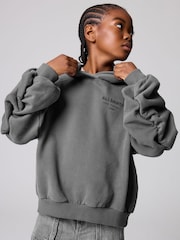 smALLSAINTS Charcoal Grey Girls Oversized Dana Zip Hoodie - Image 2 of 8