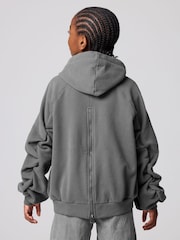 smALLSAINTS Charcoal Grey Girls Oversized Dana Zip Hoodie - Image 3 of 8