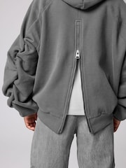 smALLSAINTS Charcoal Grey Girls Oversized Dana Zip Hoodie - Image 4 of 8