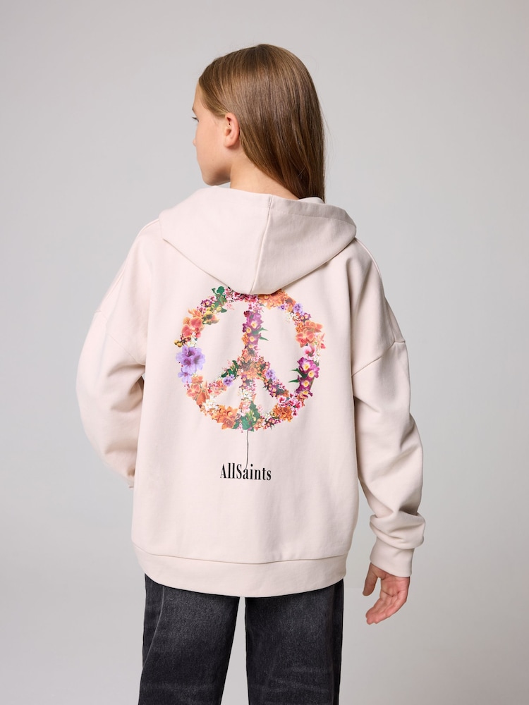 smALLSAINTS Light Pink 100% Cotton Girls Sereni Peace Rihan Hoodie - Image 1 of 7
