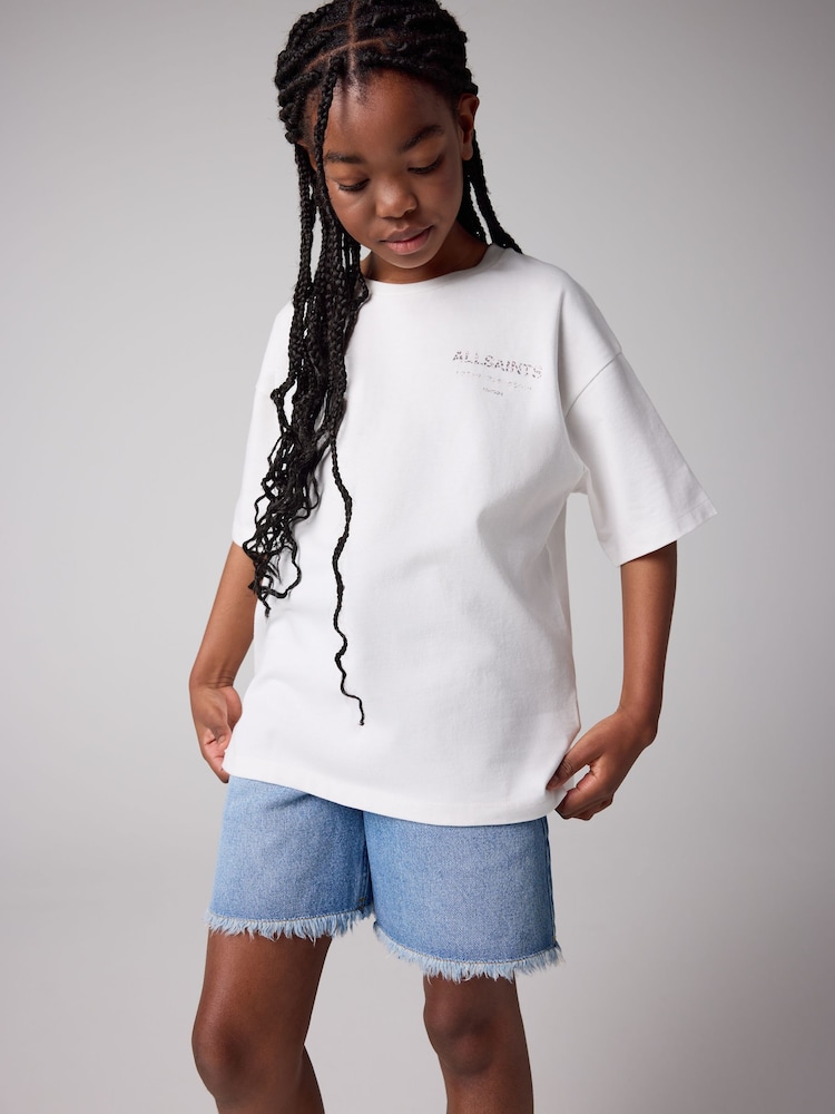 Белый/розовый с леопардовым принтом - smALLSAINTS Oversized Girls Underground Crew T-Shirt - Image 2 of 9