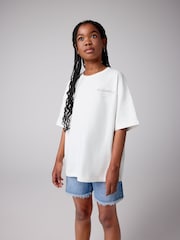 Белый/розовый с леопардовым принтом - smALLSAINTS Oversized Girls Underground Crew T-Shirt - Image 3 of 9
