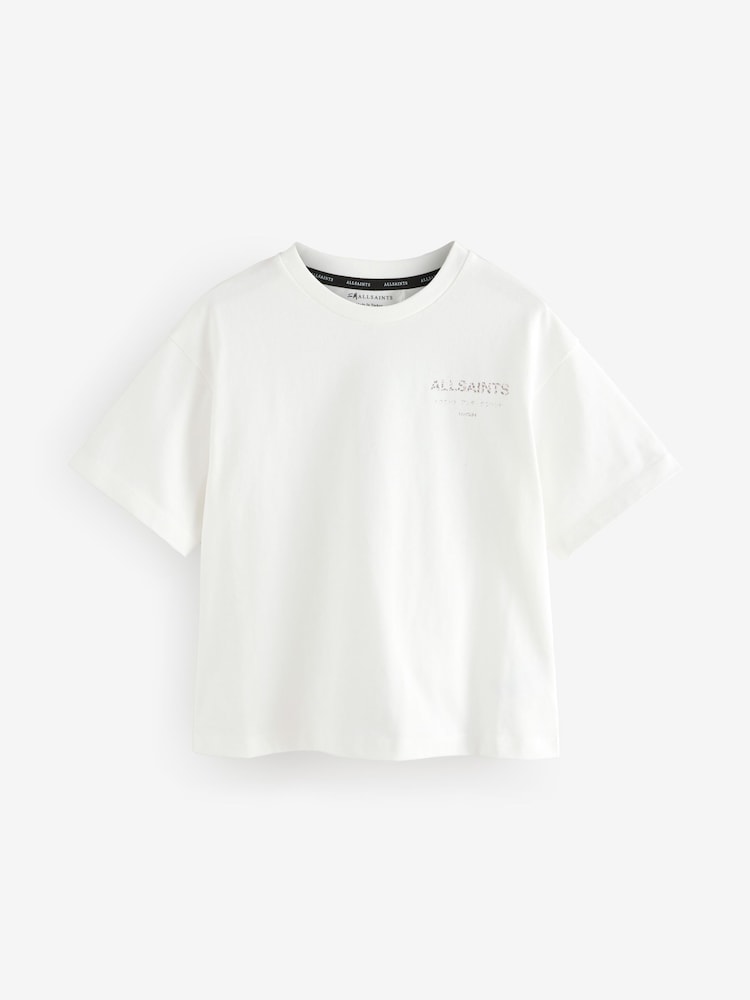 smALLSAINTS White/Pink Leopard Oversized Girls Underground Crew T-Shirt - Image 6 of 9