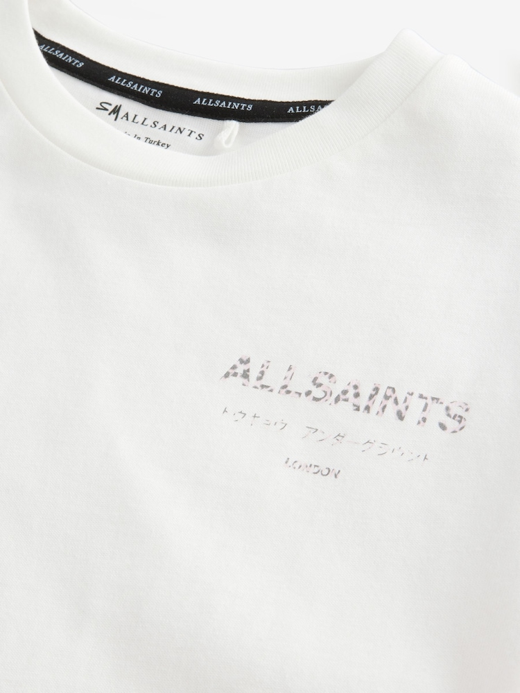 smALLSAINTS White/Pink Leopard Oversized Girls Underground Crew T-Shirt - Image 8 of 9