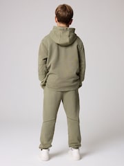 smALLSAINTS Khaki Green Logo Washed 100% Cotton Hoodie and Joggers Boys Set - Image 3 of 11