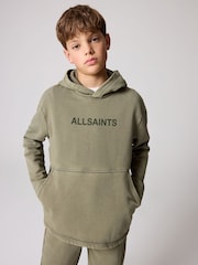 smALLSAINTS Khaki Green Logo Washed 100% Cotton Hoodie and Joggers Boys Set - Image 4 of 11