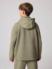 smALLSAINTS Khaki Green Logo Washed 100% Cotton Hoodie and Joggers Boys Set - Image 5 of 11