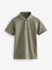 smALLSAINTS Khaki Green Boys 100% Cotton Short Sleeve Polo Shirt - Image 3 of 6