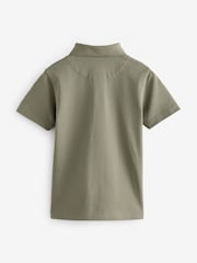 smALLSAINTS Khaki Green Boys 100% Cotton Short Sleeve Polo Shirt - Image 4 of 6