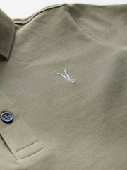 smALLSAINTS Khaki Green Boys 100% Cotton Short Sleeve Polo Shirt - Image 6 of 6