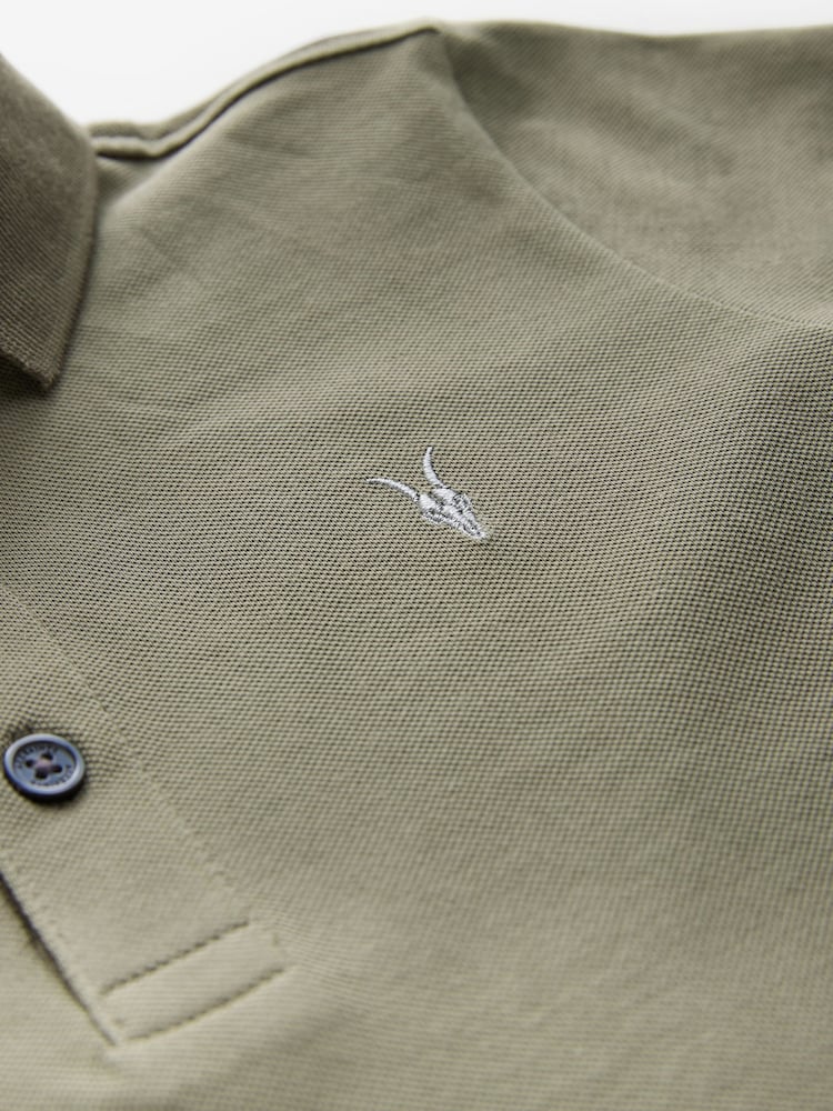 smALLSAINTS Khaki Green Boys 100% Cotton Short Sleeve Polo Shirt - Image 6 of 6