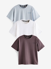 Pourpre/blanc - smALLSAINTS Boys Logo Crew décontracté 100% coton T-Chemises 3 Lot - Image 1 de 6