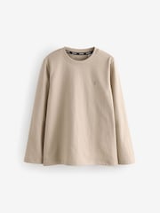 smALLSAINTS Navy/Khaki Boys Brace Crew Long Sleeve 100% Cotton T-Shirts 3 Pack - Image 5 of 8