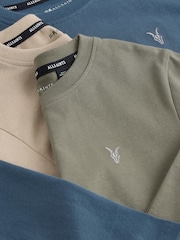 smALLSAINTS Navy/Khaki Boys Brace Crew Long Sleeve 100% Cotton T-Shirts 3 Pack - Image 7 of 8