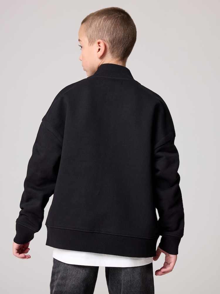 smALLSAINTS Black Boys Tierra Rocco Sweat Bomber 100% Cotton Jacket - Image 3 of 9