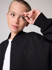 smALLSAINTS Black Boys Tierra Rocco Sweat Bomber 100% Cotton Jacket - Image 4 of 9