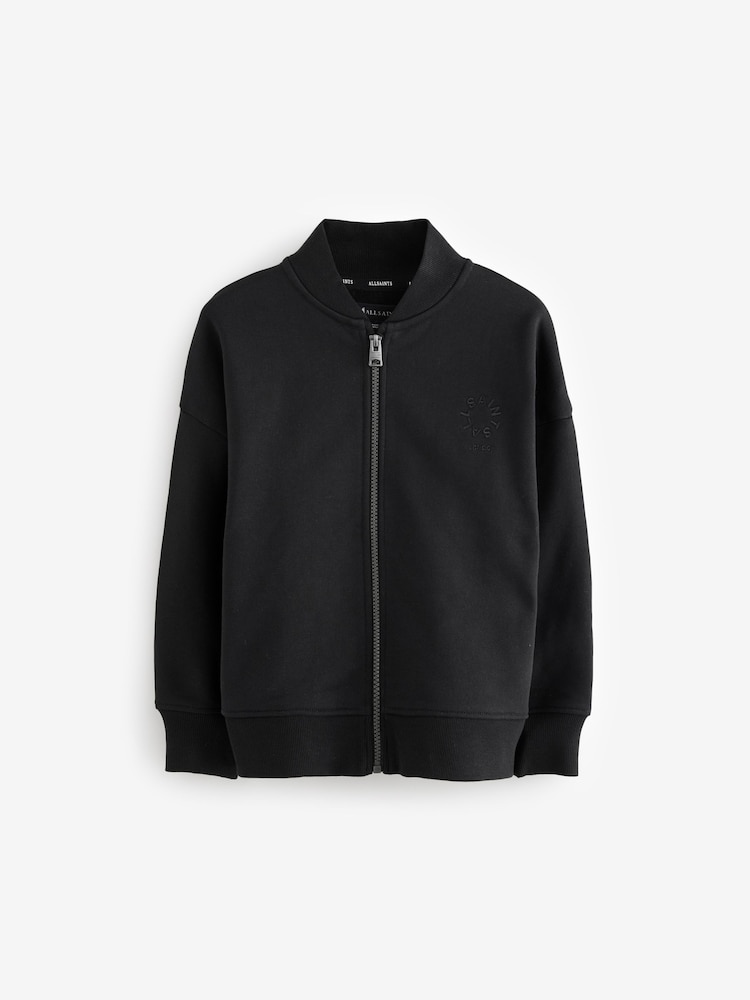 smALLSAINTS Black Boys Tierra Rocco Sweat Bomber 100% Cotton Jacket - Image 6 of 9