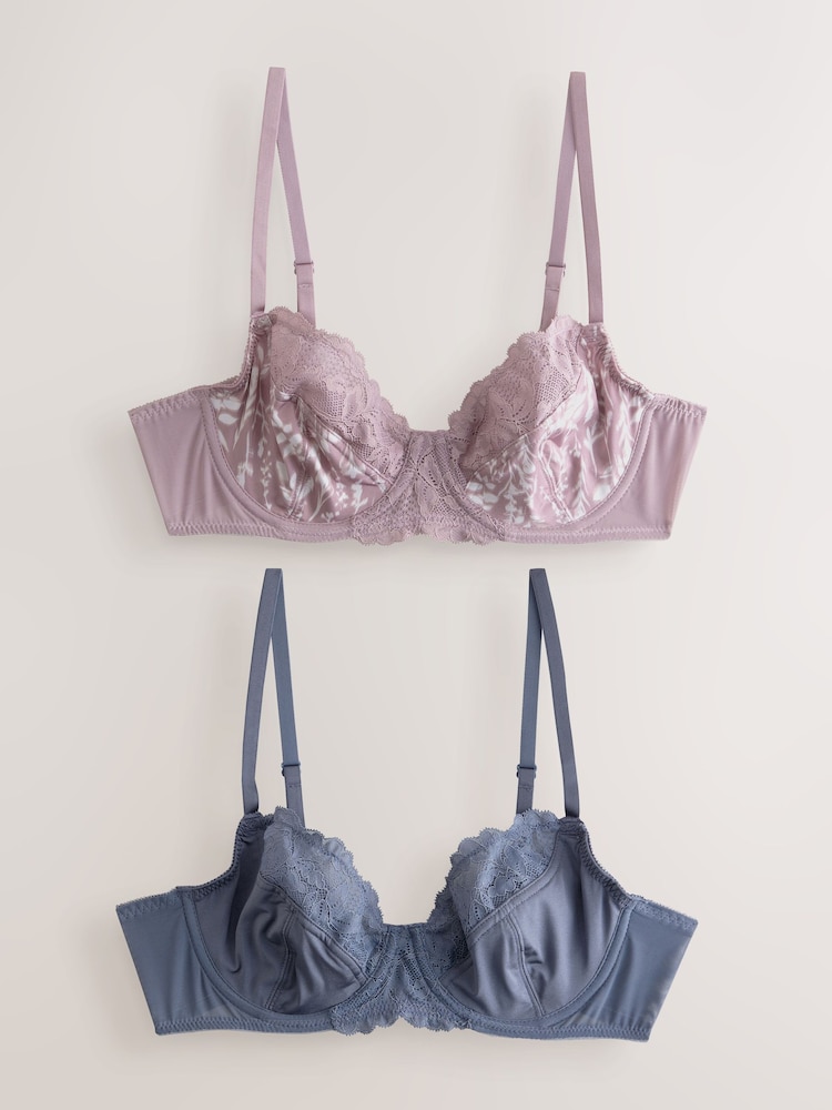 Mauve roze print/blauw - Beha met bloemenprint met volledige cup zonder vulling - Image 5 of 9