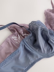 Mauve Pink Print/ Blue 2 Pack Floral Print Non Pad Full Cup Bra - Image 8 of 9