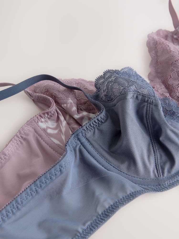 Mauve roze print/blauw - Beha met bloemenprint met volledige cup zonder vulling - Image 8 of 9
