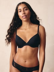 Black Plunge Light Pad Lace Bra A-E - Image 1 of 8