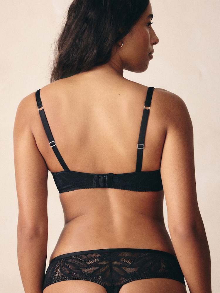 Black Plunge Light Pad Lace Bra A-E - Image 2 of 8