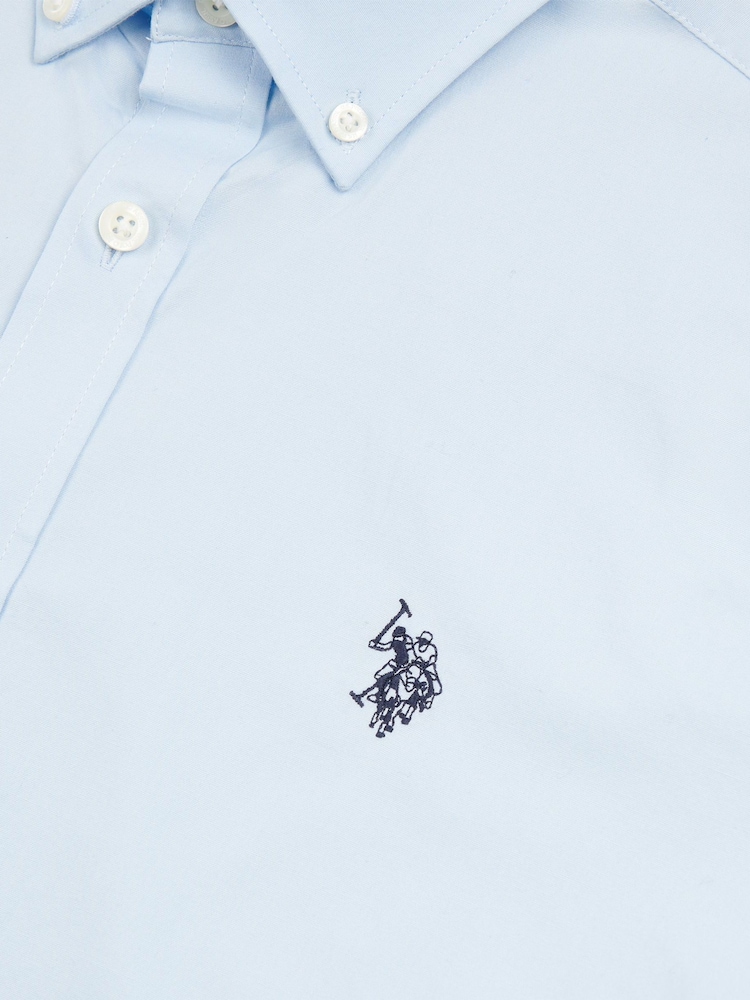 Көк - U.S. Polo Assn. Ерлерге арналған мақтадан жасалған поплин жейдесі - 9суретінің 9 суреті