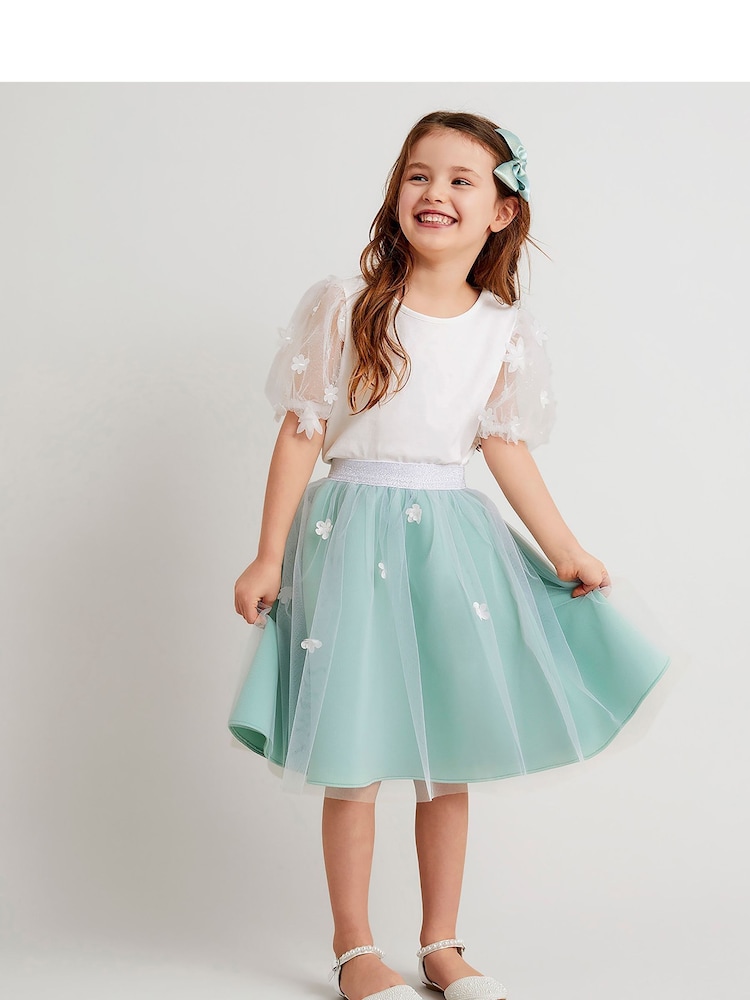 Monsoon Green Layla 3D Petal Scuba Skirt - Image 1 of 4
