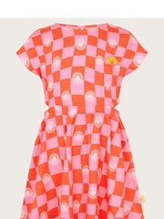 Monsoon Orange 100% Cotton Cut-Out Checkerboard Sun Dress - Image 2 of 4